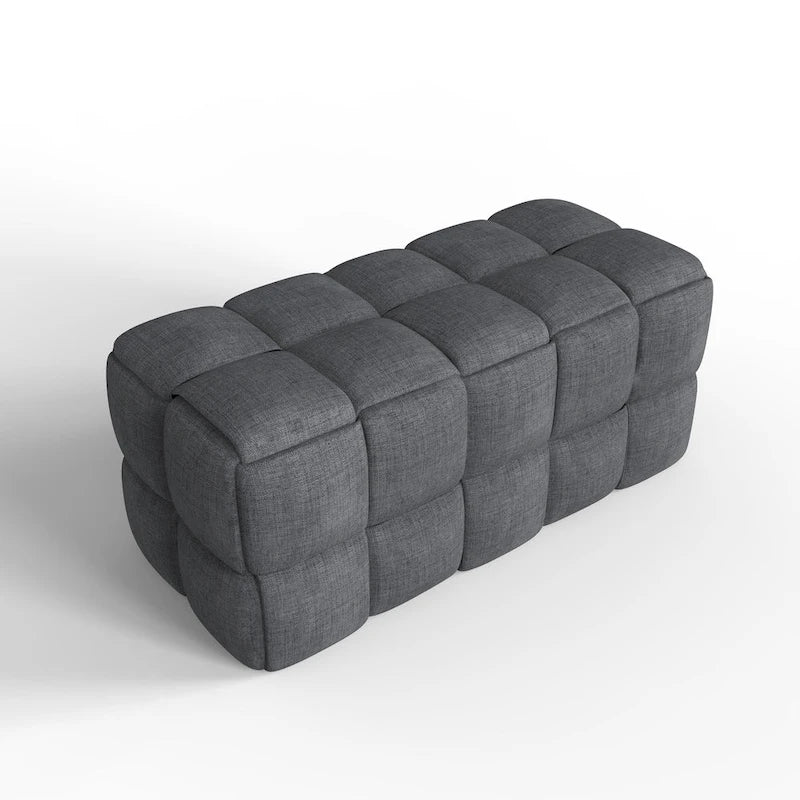 Banc rembourré de 36 pouces avec tissu à armure nattée