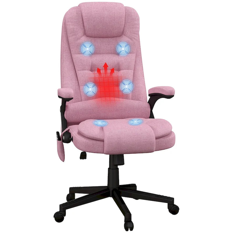 Chaise de bureau de massage vibrant 6 points avec chaleur lombaire et dossier inclinable