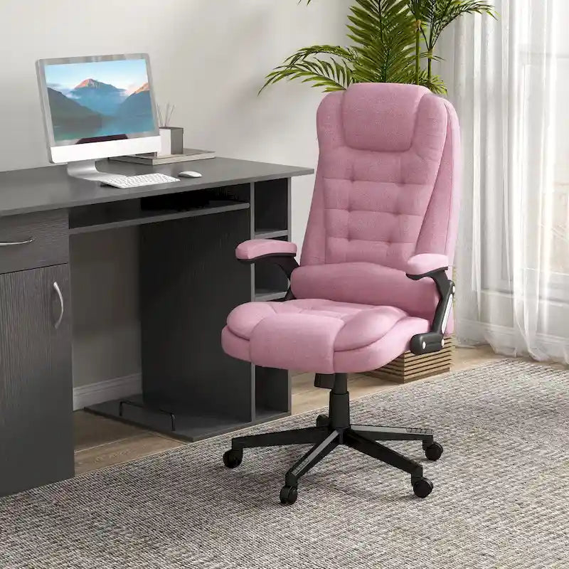 Chaise de bureau de massage vibrant 6 points avec chaleur lombaire et dossier inclinable