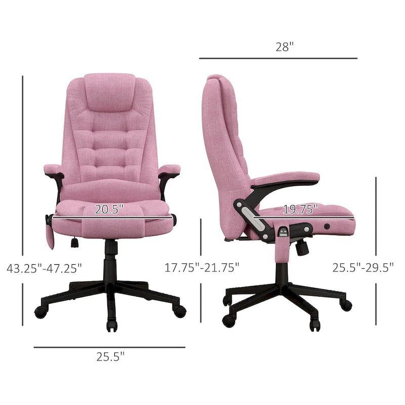 Chaise de bureau de massage vibrant 6 points avec chaleur lombaire et dossier inclinable