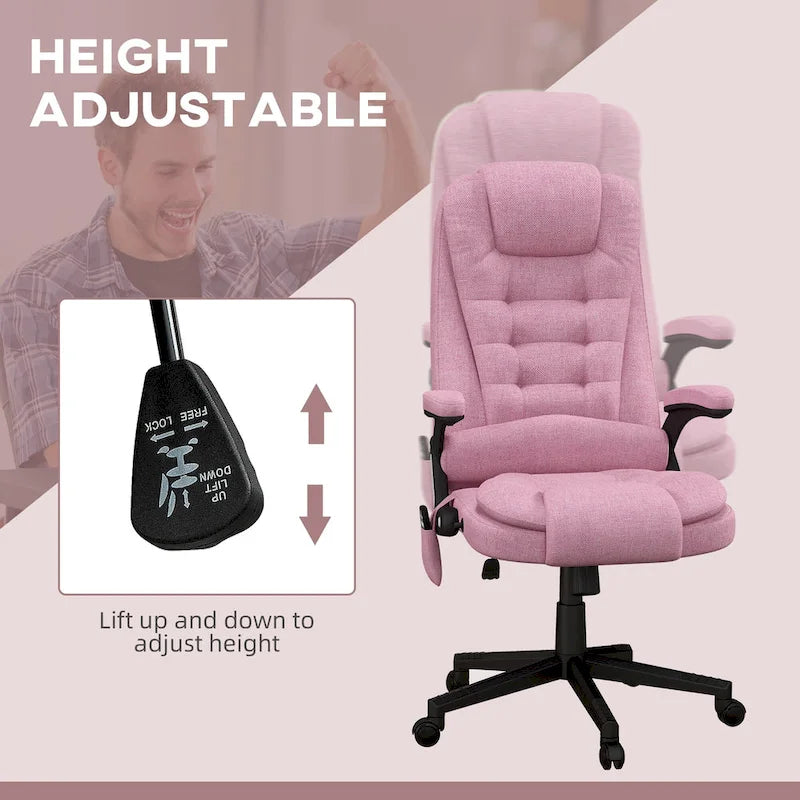 Chaise de bureau de massage vibrant 6 points avec chaleur lombaire et dossier inclinable