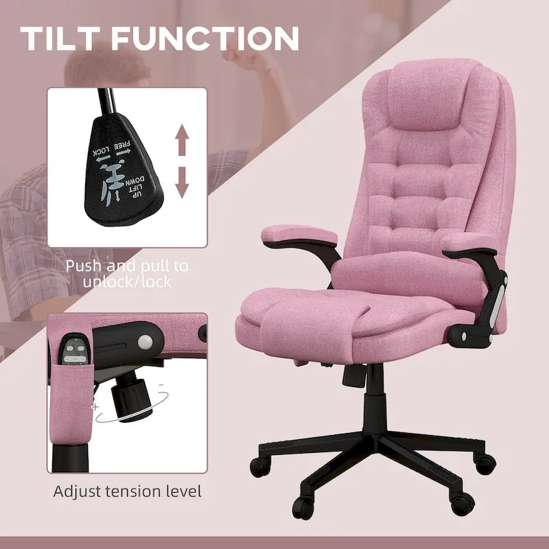 Chaise de bureau de massage vibrant 6 points avec chaleur lombaire et dossier inclinable