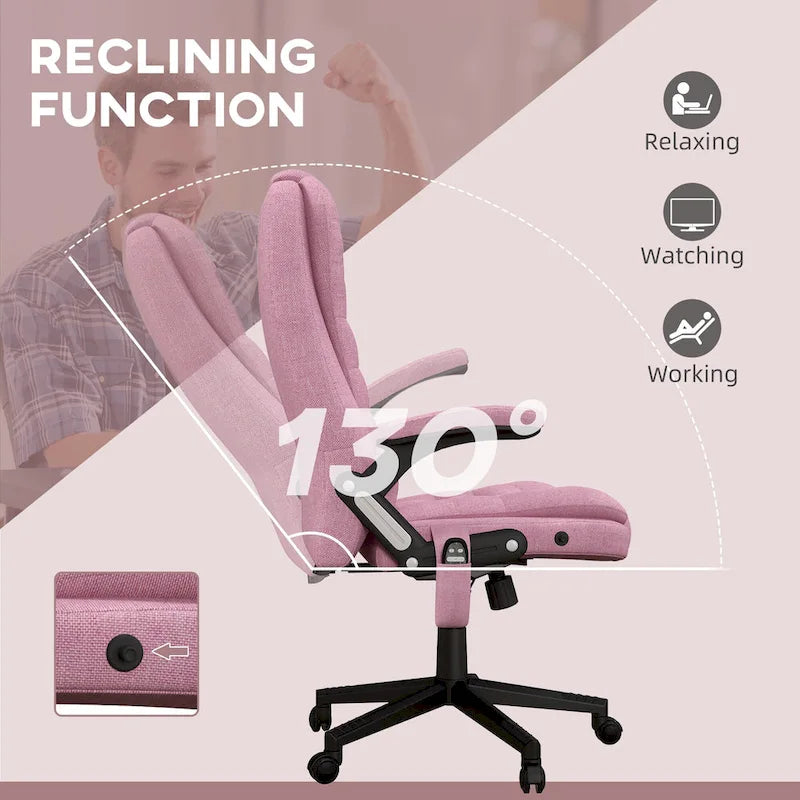 Chaise de bureau de massage vibrant 6 points avec chaleur lombaire et dossier inclinable
