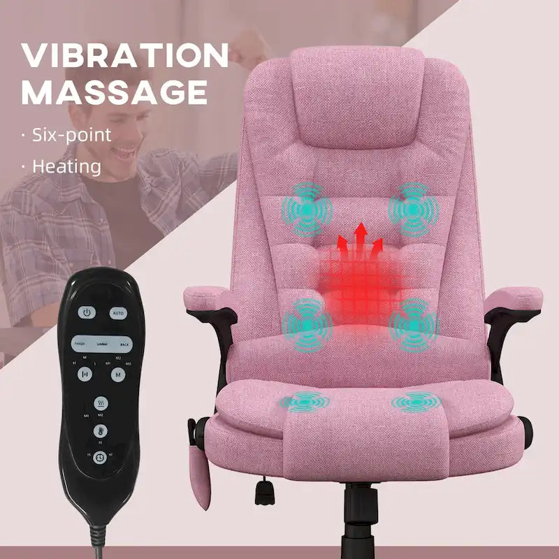 Chaise de bureau de massage vibrant 6 points avec chaleur lombaire et dossier inclinable
