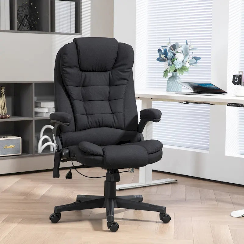 Chaise de bureau de massage vibrant 6 points avec chaleur lombaire et dossier inclinable