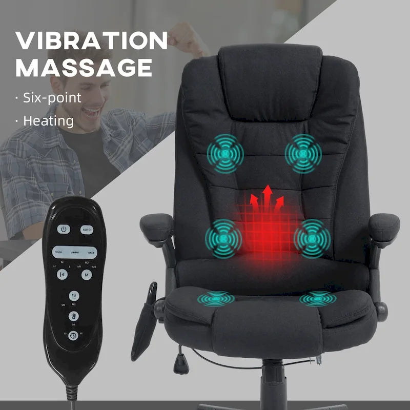 Chaise de bureau de massage vibrant 6 points avec chaleur lombaire et dossier inclinable
