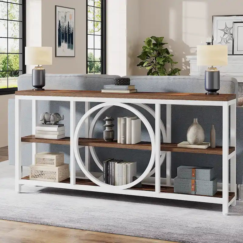 Console de 180 cm avec 3 étagères de rangement