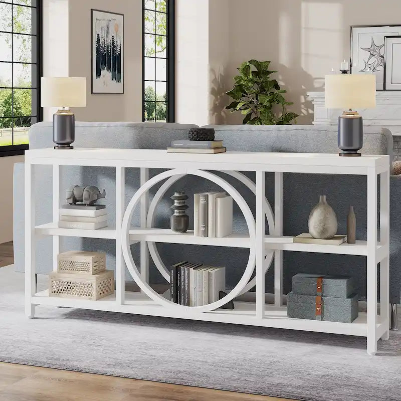 Console de 180 cm avec 3 étagères de rangement