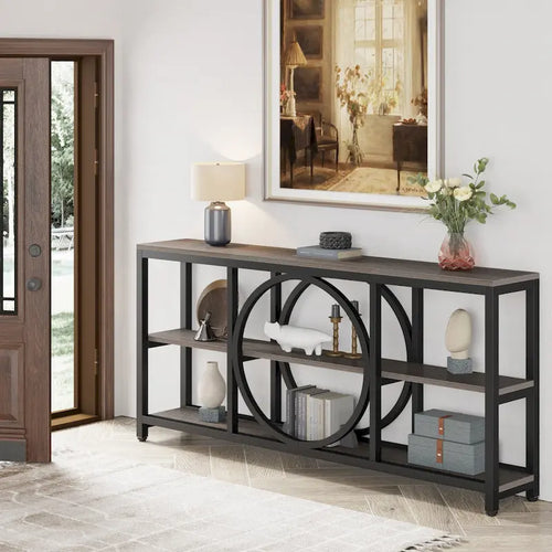 Console de 180 cm avec 3 étagères de rangement