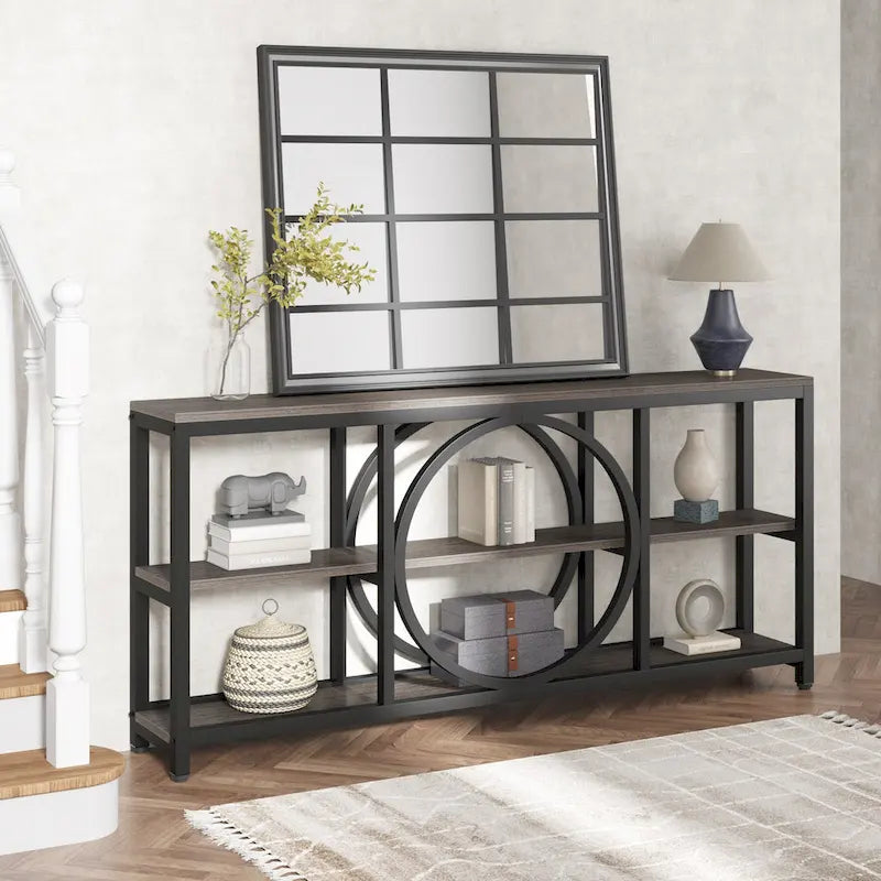Console de 180 cm avec 3 étagères de rangement