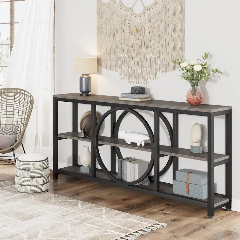 Console de 180 cm avec 3 étagères de rangement