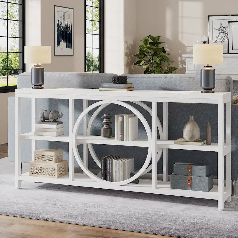 Console de 180 cm avec 3 étagères de rangement