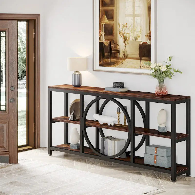 Console de 180 cm avec 3 étagères de rangement