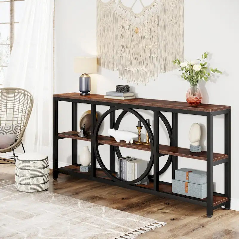 Console de 180 cm avec 3 étagères de rangement