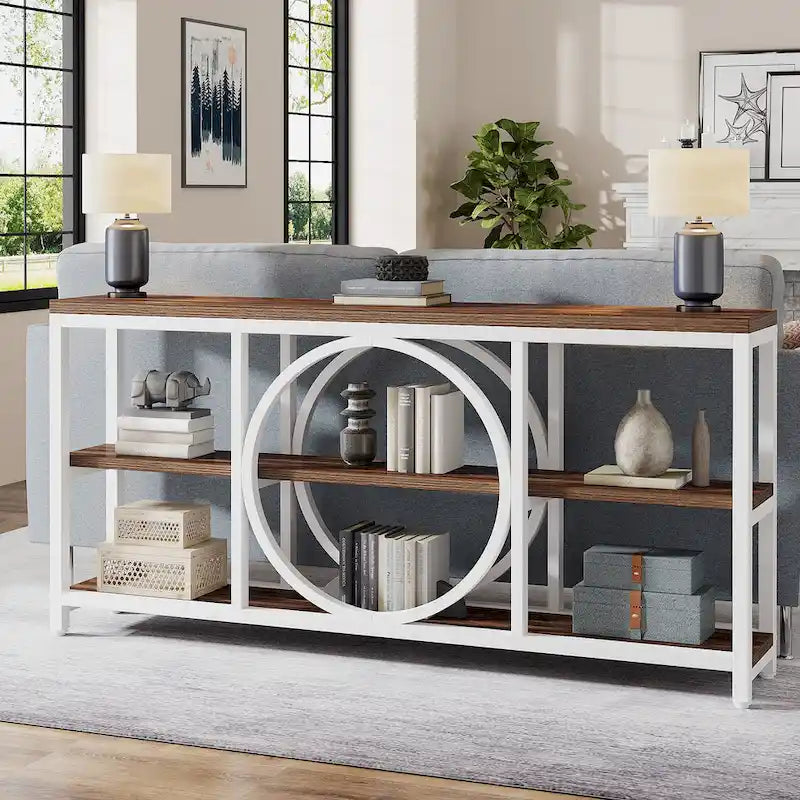 Console de 180 cm avec 3 étagères de rangement