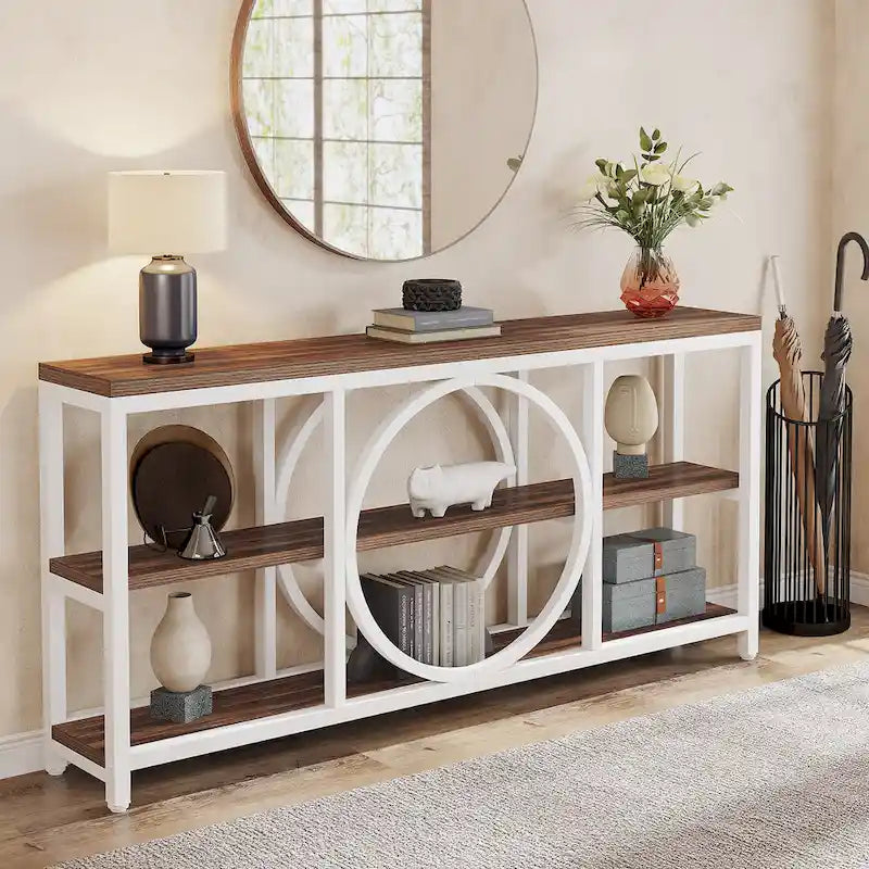 Console de 180 cm avec 3 étagères de rangement