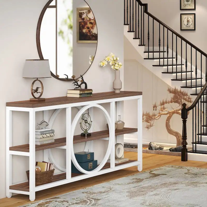 Console de 180 cm avec 3 étagères de rangement
