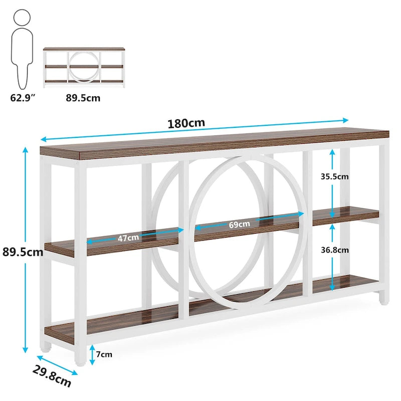 Console de 180 cm avec 3 étagères de rangement