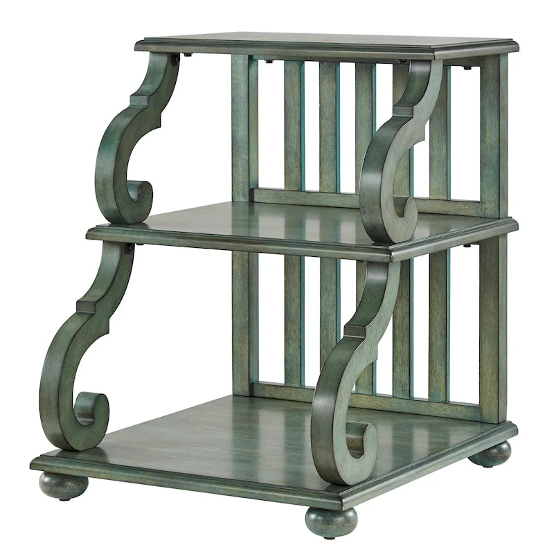 Table d'appoint à roulettes en bois étagée