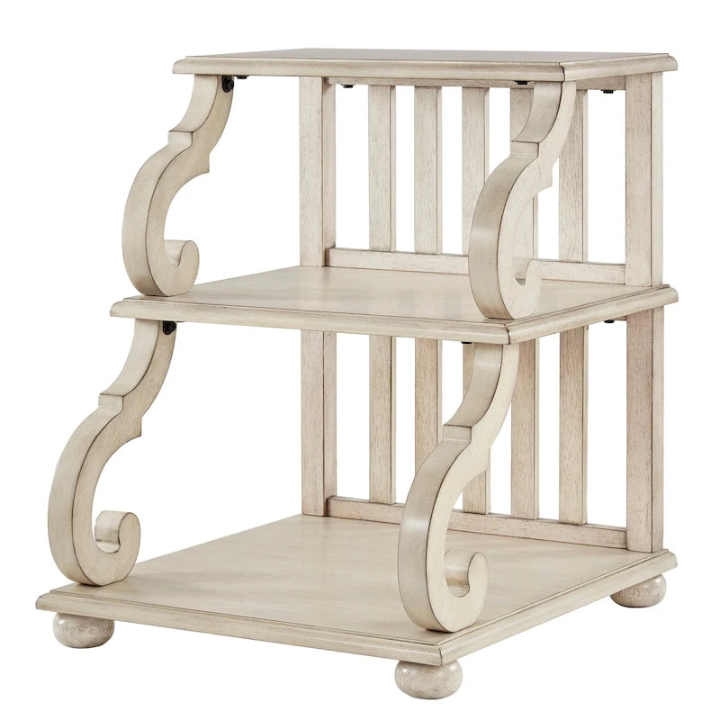 Table d'appoint à roulettes en bois étagée