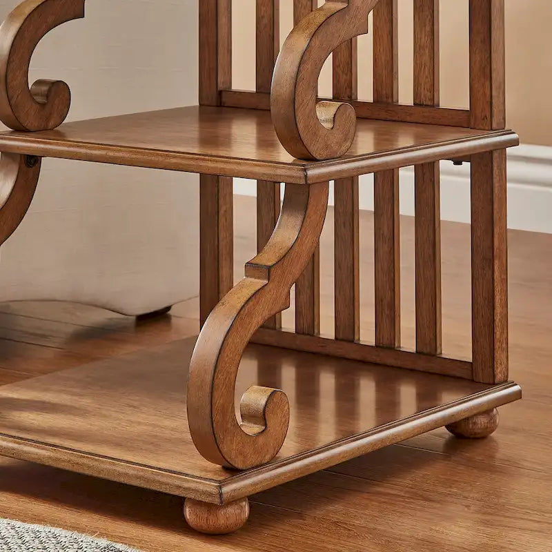 Table d'appoint à roulettes en bois étagée