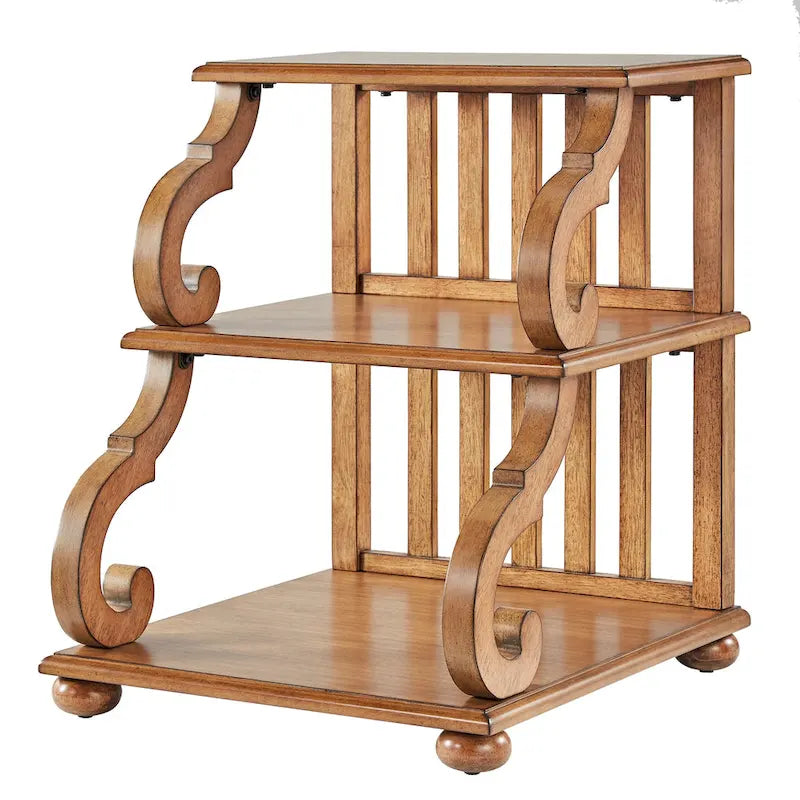 Table d'appoint à roulettes en bois étagée
