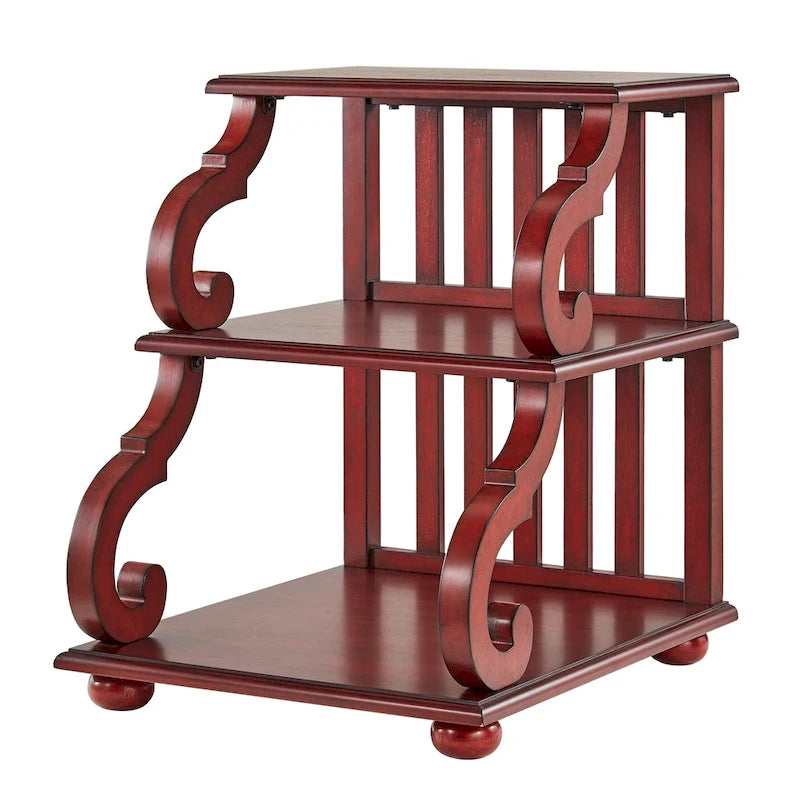 Table d'appoint à roulettes en bois étagée