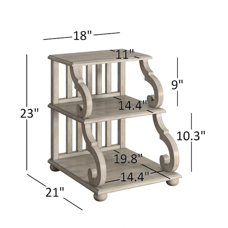 Table d'appoint à roulettes en bois étagée
