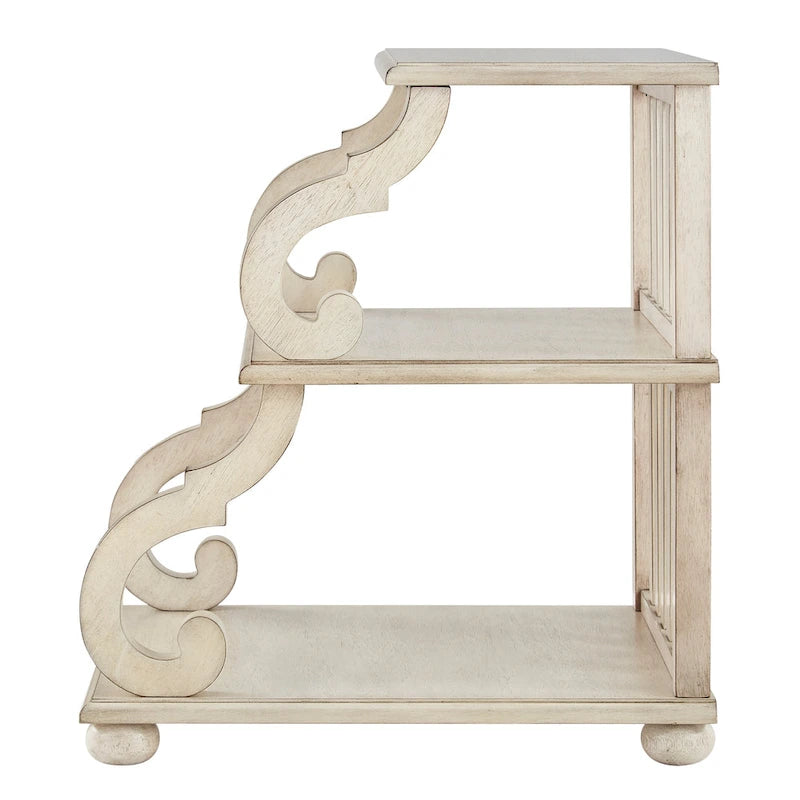 Table d'appoint à roulettes en bois étagée