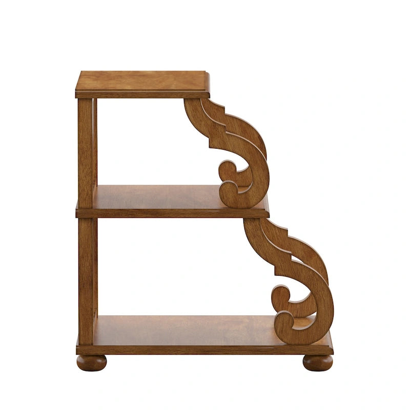 Table d'appoint à roulettes en bois étagée