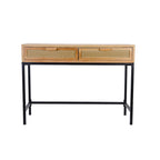 Console de 44 po avec façade tissée, cadre en métal et plateau en bois