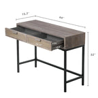 Console de 44 po avec façade tissée, cadre en métal et plateau en bois