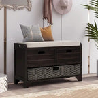 Banc de rangement avec panier amovible et 2 tiroirs