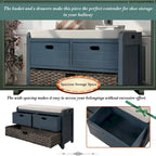 Banc de rangement avec panier amovible et 2 tiroirs