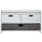 Banc de rangement avec panier amovible et 2 tiroirs