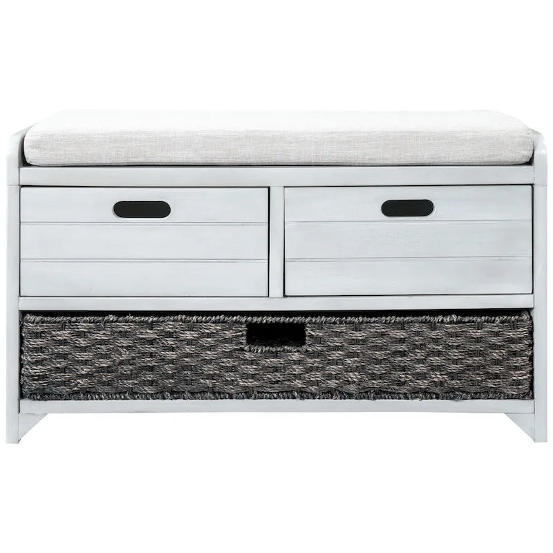 Banc de rangement avec panier amovible et 2 tiroirs
