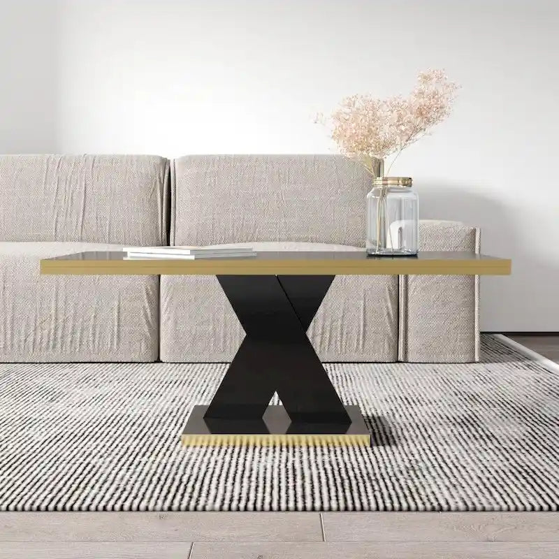 Table basse moderne avec finition laquée brillante