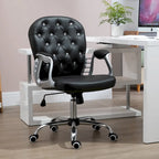 Chaise de bureau en similicuir avec dossier capitonné et roulettes pivotantes