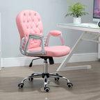 Chaise de bureau en similicuir avec dossier capitonné et roulettes pivotantes