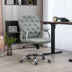 Chaise de bureau en similicuir avec dossier capitonné et roulettes pivotantes