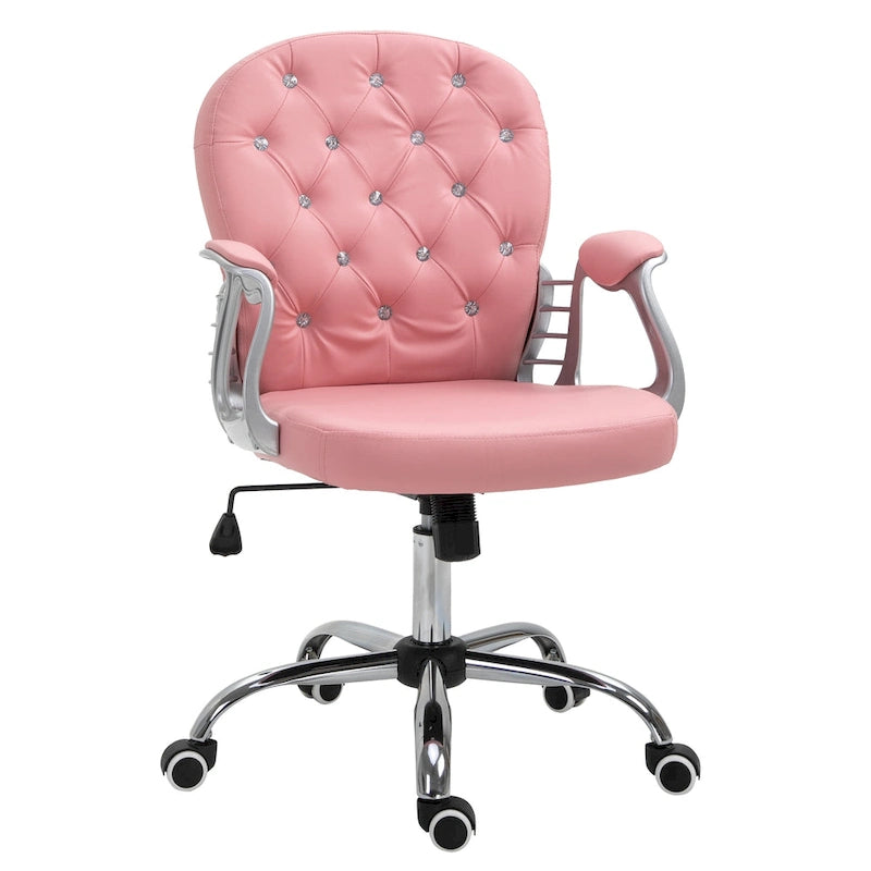 Chaise de bureau en similicuir avec dossier capitonné et roulettes pivotantes