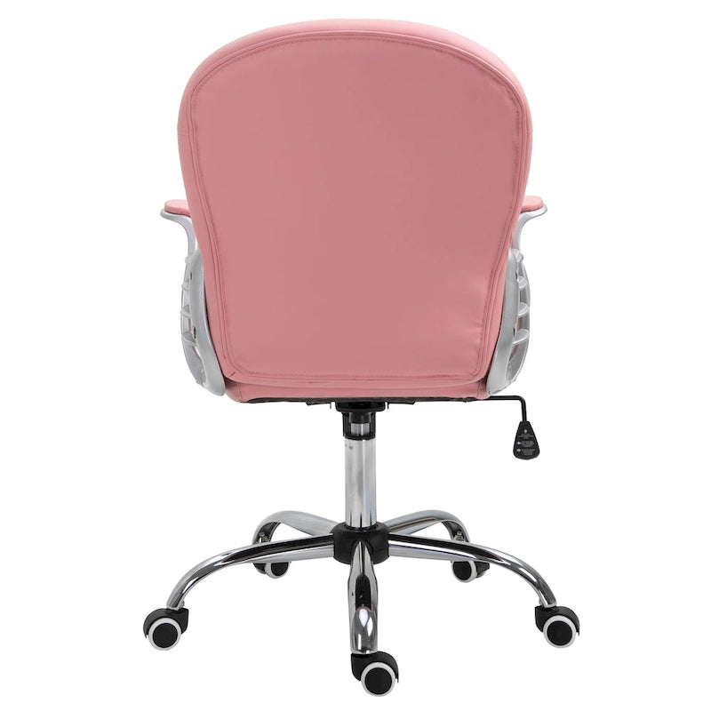Chaise de bureau en similicuir avec dossier capitonné et roulettes pivotantes