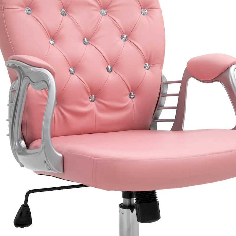 Chaise de bureau en similicuir avec dossier capitonné et roulettes pivotantes