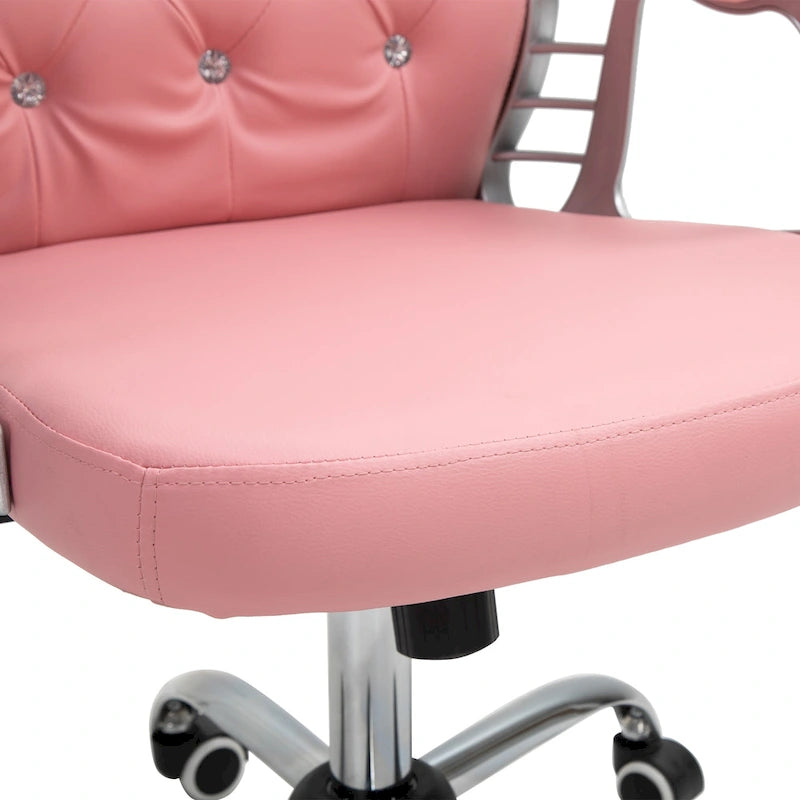 Chaise de bureau en similicuir avec dossier capitonné et roulettes pivotantes