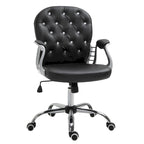Chaise de bureau en similicuir avec dossier capitonné et roulettes pivotantes