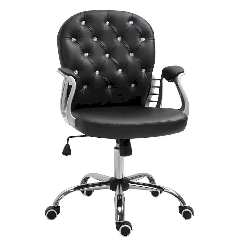 Chaise de bureau en similicuir avec dossier capitonné et roulettes pivotantes