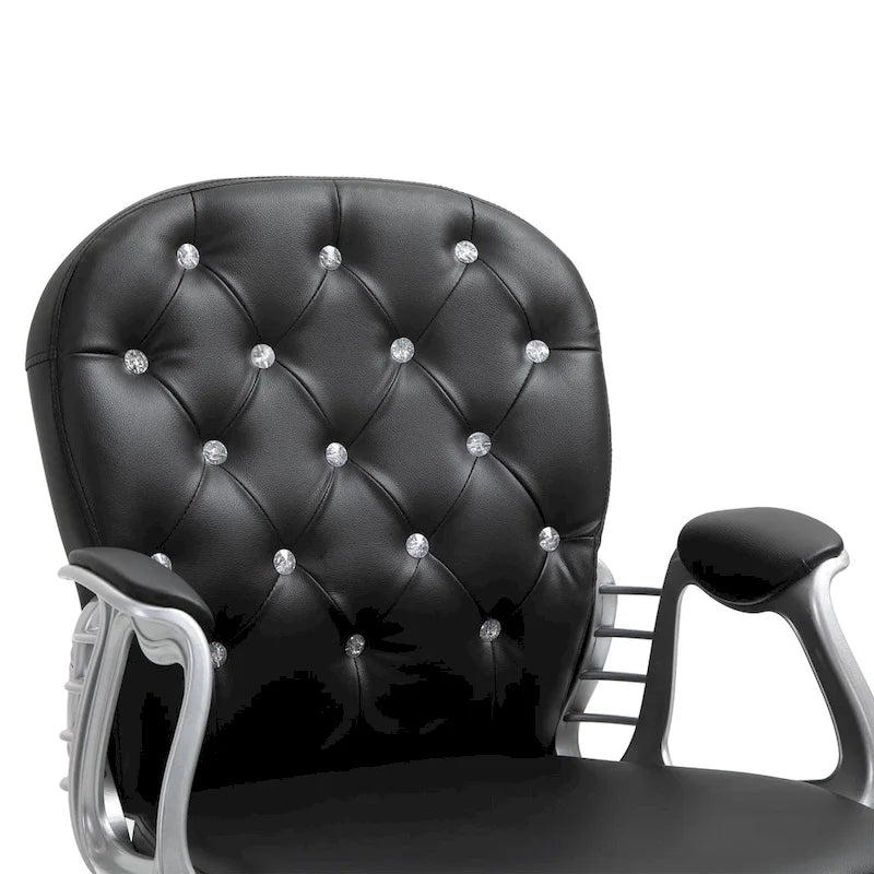 Chaise de bureau en similicuir avec dossier capitonné et roulettes pivotantes