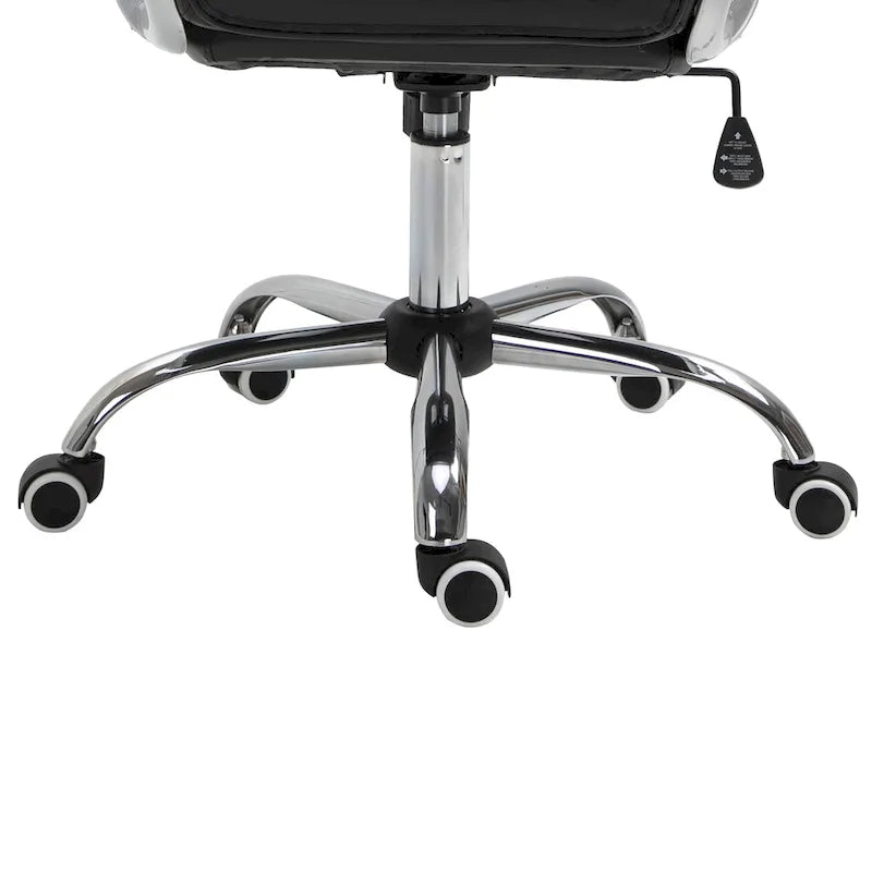 Chaise de bureau en similicuir avec dossier capitonné et roulettes pivotantes