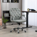Chaise de bureau en similicuir avec dossier capitonné et roulettes pivotantes