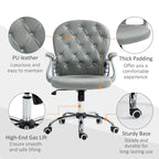 Chaise de bureau en similicuir avec dossier capitonné et roulettes pivotantes
